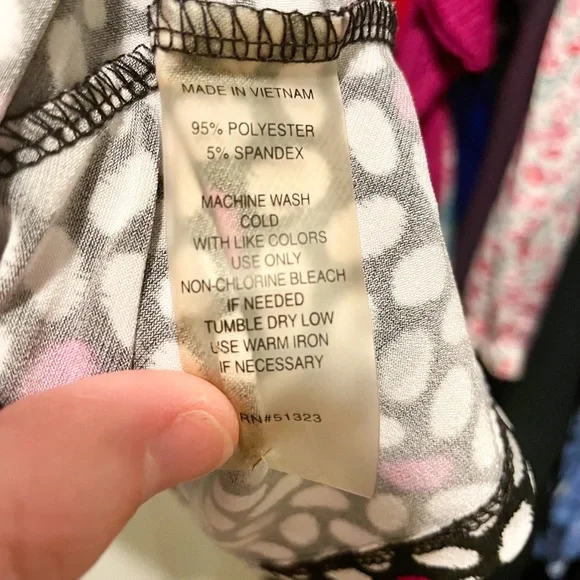 Chaus 3/4 Sleeve White Black Magenta Gray Polka Dot Blouse Size XL - Picture 8 of 10